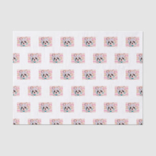 Papier de soie de soie rose de bouledogue français