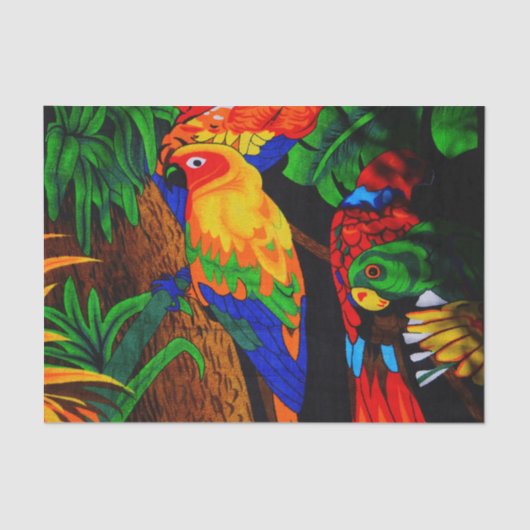 Papier de soie de soie rouge et vert de perroquet (Recto)