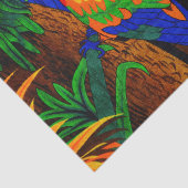 Papier de soie de soie rouge et vert de perroquet (Détail)