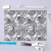 Papier de soie de soie tropical gris et blanc fait (Artisanat)