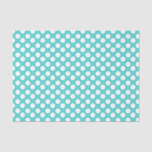 Papier de soie de soie turquoise et blanc de point