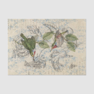 Papier de soie de soie vintage de collage d'oiseau