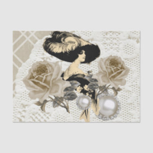Papier de soie de soie vintage de Madame Ivory