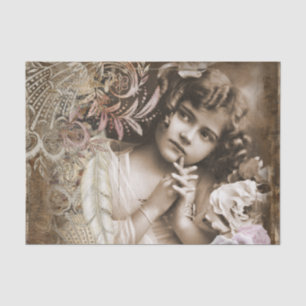 Papier de soie de soie vintage de petite fille