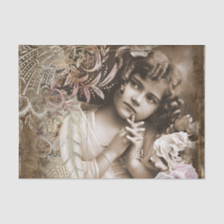 Papier de soie de soie vintage de petite fille