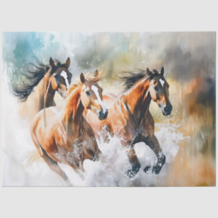 Papier de soie découpage Aquarelle Chevaux courant