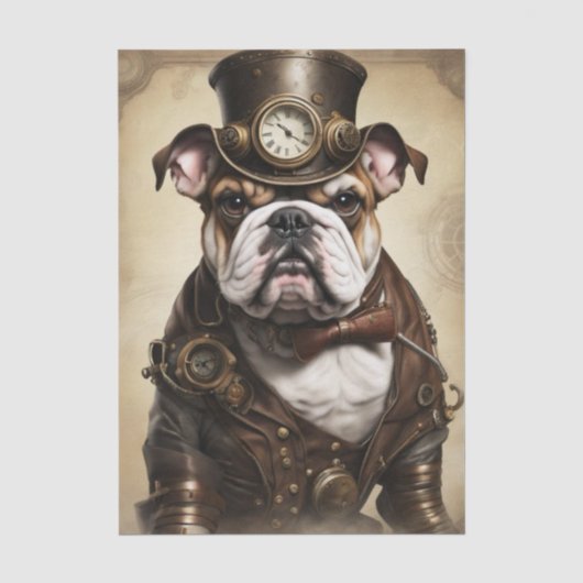 Papier de soie découpage Bulldog Steampunk (Recto)