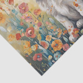 Papier de soie découpage Chiot entouré de fleurs (Détail)