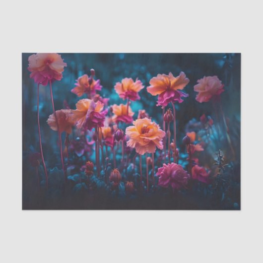 Papier de soie découpage Jardin de fleurs de minui (Recto)