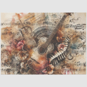 Papier de soie découpage notes de musique guitare 
