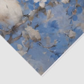 Papier de soie découpage Oiseaux bleus et fleurs (Détail)