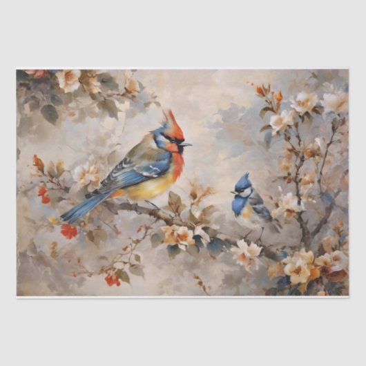 Papier de soie découpage Oiseaux et Branches (Recto)