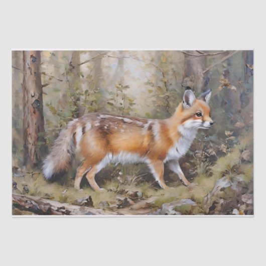 Papier de soie découpage Renard Mignon (Recto)