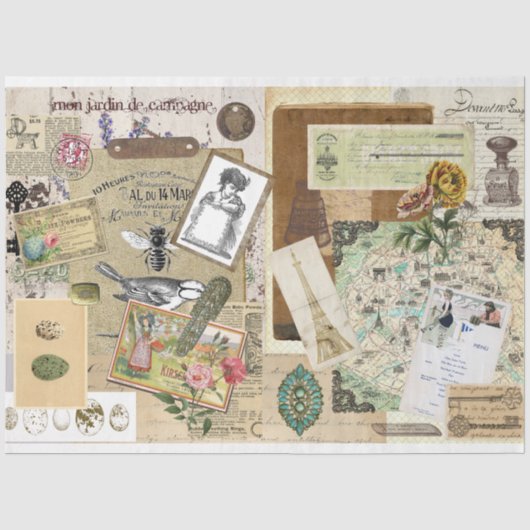 Papier de soie découpage style collage (Recto)