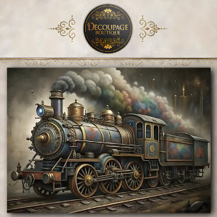 Papier de soie découpage Train à vapeur Steampunk