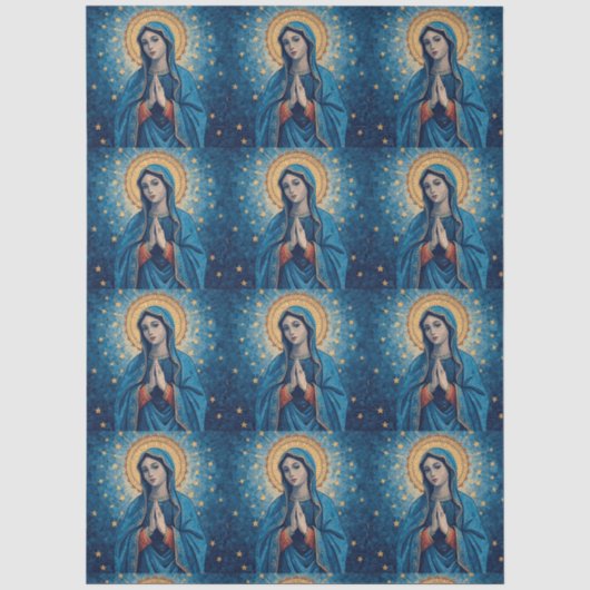 Papier de soie découpage Vierge Marie rose (Recto)