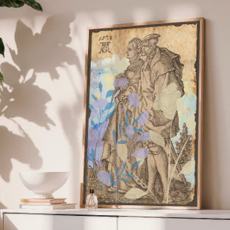 Papier de soie découpé couple médiéval vintage