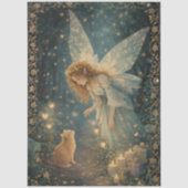 Papier de soie découpé Fée enchantée & Chat (Recto)