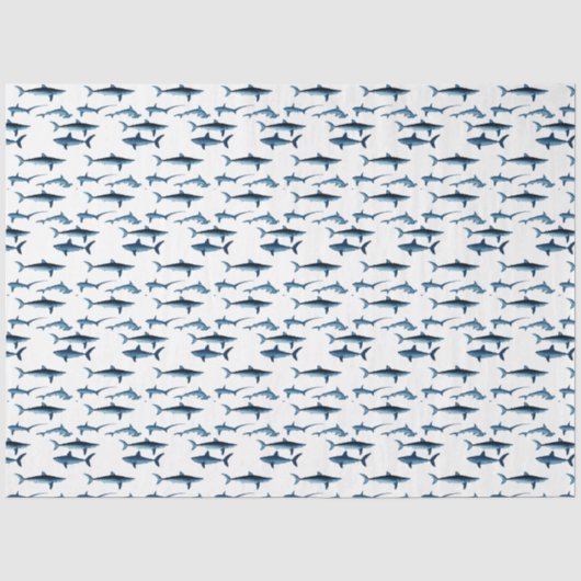 Papier de soie découpé thème côtier requin bleu (Recto)