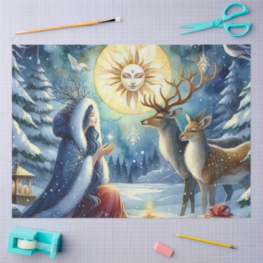 Papier de soie Déesse du solstice d'hiver Forêt-Ce (Artisanat)