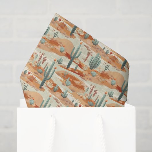 Papier de soie désertique, découpage de cactus du (Sac cadeau)