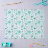 Papier de soie design série florale turquoise 5 (Artisanat)