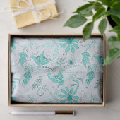 Papier de soie design série florale turquoise 5 (Cadeau)