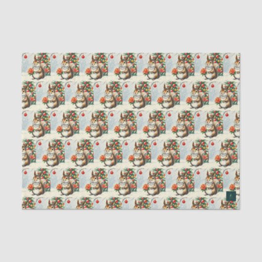 Papier de soie écureuil de Noël vintage (Recto)