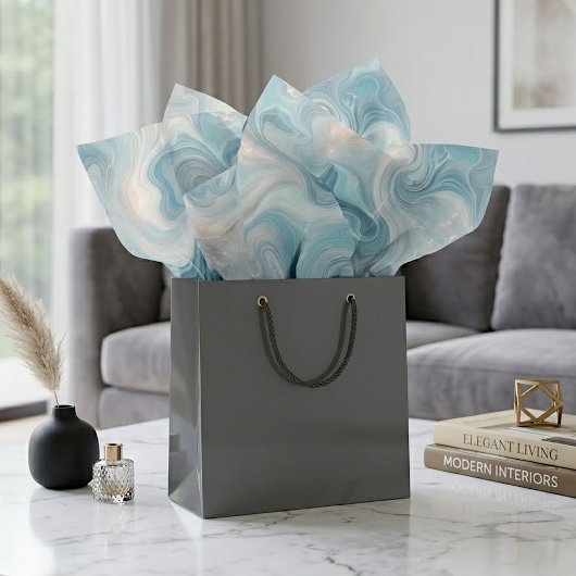 Papier de soie élégant chic gris bleu marbré