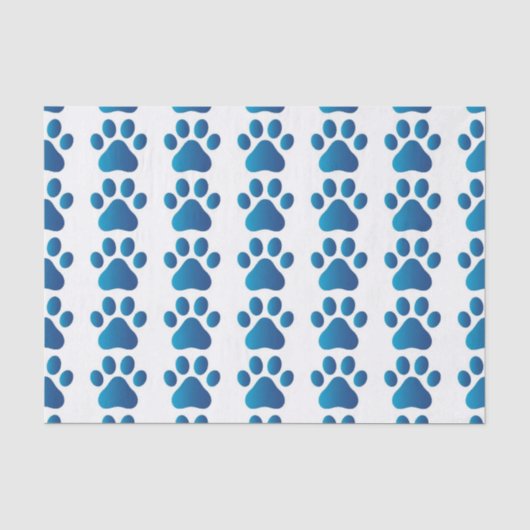 Papier de soie empreint de patte de chien bleu (Recto)