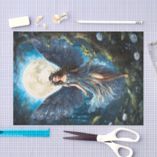 Papier de soie fantaisie bleu céruléen