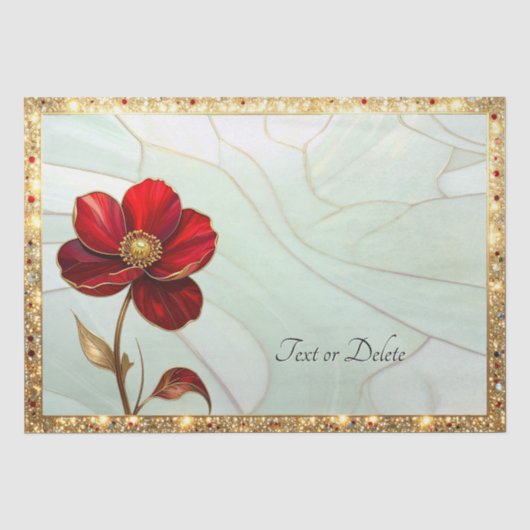 Papier de soie fleur rouge vitrail (Recto)
