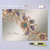 Papier de soie fleurs bijoux or élégant (Artisanat)