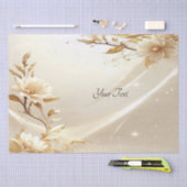 Papier de soie Fleurs Blanches et Dorées (Artisanat)