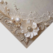 Papier de soie fleurs blanches perles moderne (Détail)