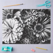 Papier de soie fleurs noires et blanches (Artisanat)