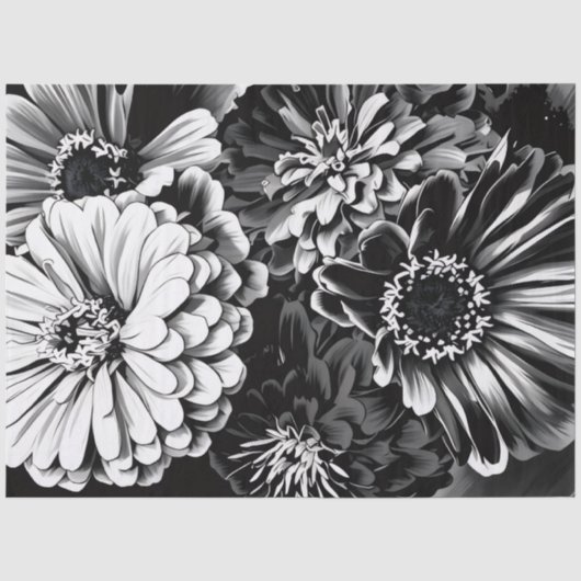 Papier de soie fleurs noires et blanches (Recto)