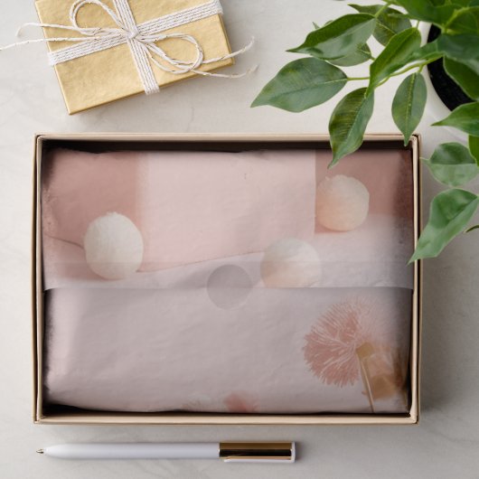 Papier de soie fleurs rose blush (Cadeau)