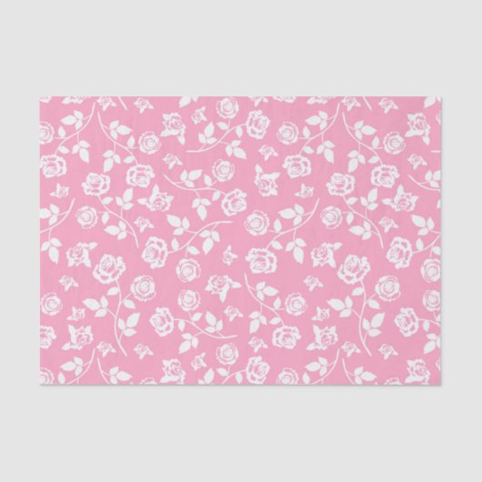 Papier de soie fleurs rose et blanc/Roses (Recto)