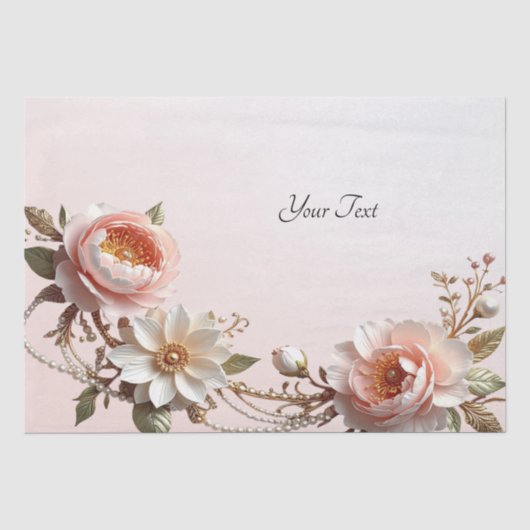 Papier de soie fleurs roses et blanches décoratifs (Recto)