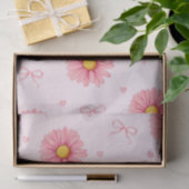 Papier de soie fleurs roses, rubans et coeurs (Cadeau)