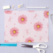 Papier de soie fleurs roses, rubans et coeurs (Artisanat)