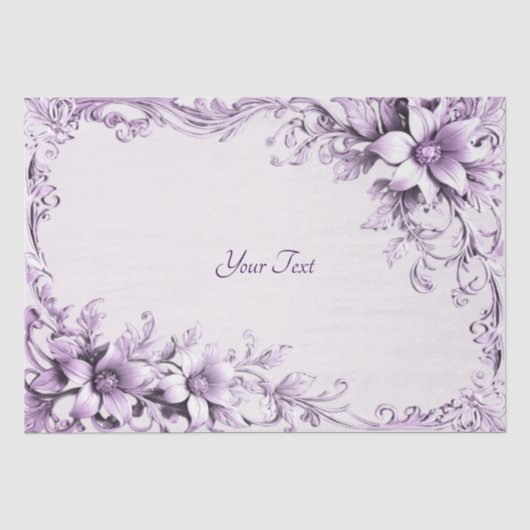 Papier de soie fleurs violettes élégant (Recto)