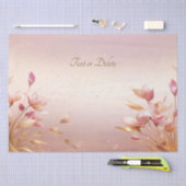 Papier de soie floral à feuilles dorées roses (Artisanat)