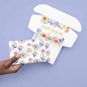 Papier de soie floral aquarelle arc-en-ciel