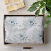 Papier de soie floral aquarelle bleu poussière (Cadeau)