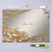 Papier de soie floral doré moderne orné (Artisanat)