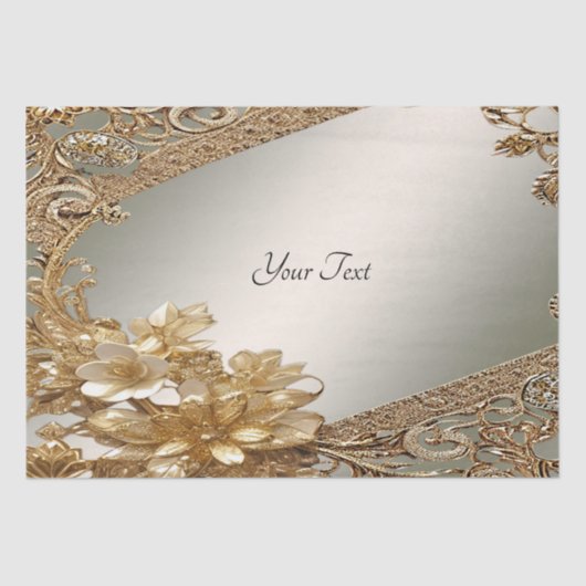 Papier de soie floral doré moderne orné (Recto)