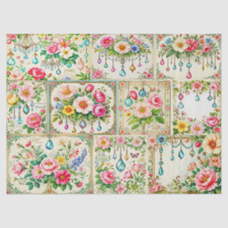Papier de soie floral et bijou vintage.