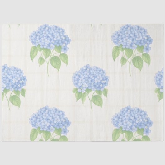 Papier de soie floral Hydrangea Luxe | Bleu élégan (Recto)